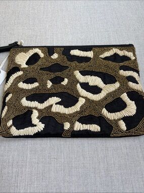 ✨ Lucky Brand Beaded Animal Print Wristlet Clutch – New With Tags